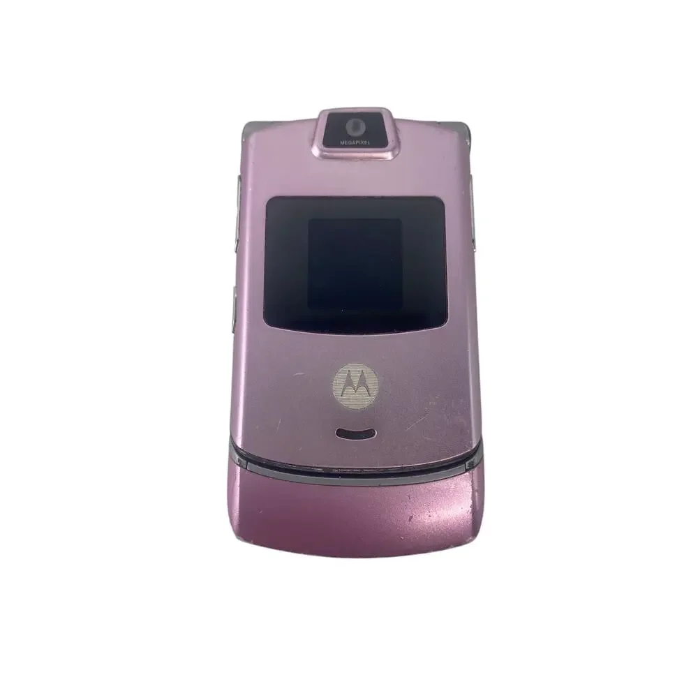 Vtg 2006 Motorola Razr V3m Pink and Silver Verizon Flip Cell Phone FOR PARTS